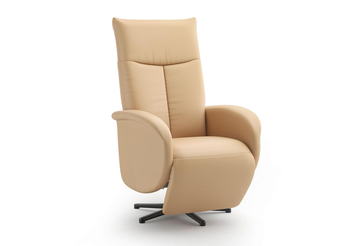 DREHSTUHL Cappuccino  - Schwarz/Cappuccino, MODERN, Leder/Metall (75/112/82cm) - Sit & More