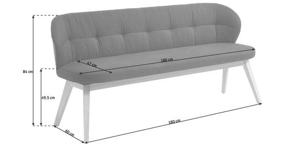 SITZBANK 188/84/60 cm in Anthrazit, Eichefarben - Eichefarben/Anthrazit, Natur, Leder/Holz (188/84/60cm) - Valnatura