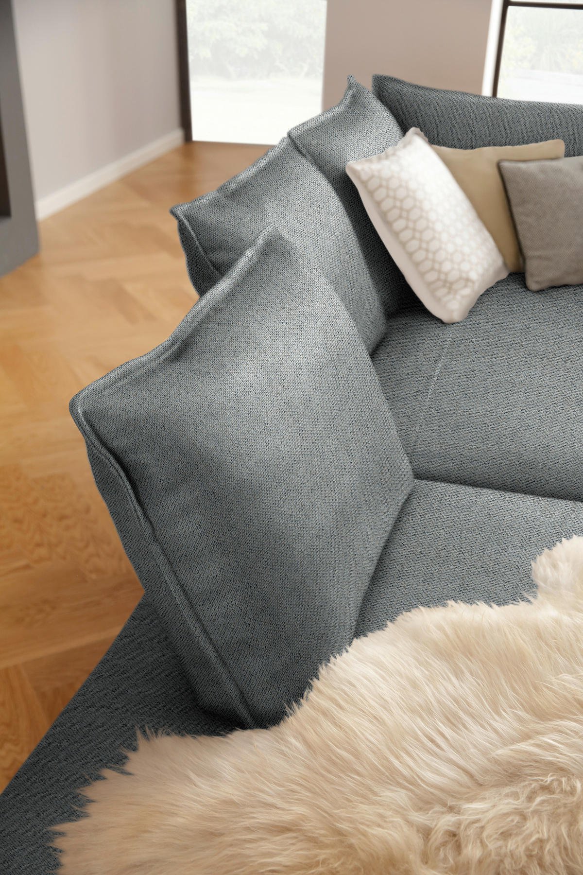 ECKSOFA in Webstoff Dunkelgrau  - Dunkelgrau/Schwarz, Modern, Textil/Metall (272/340cm) - W.Schillig