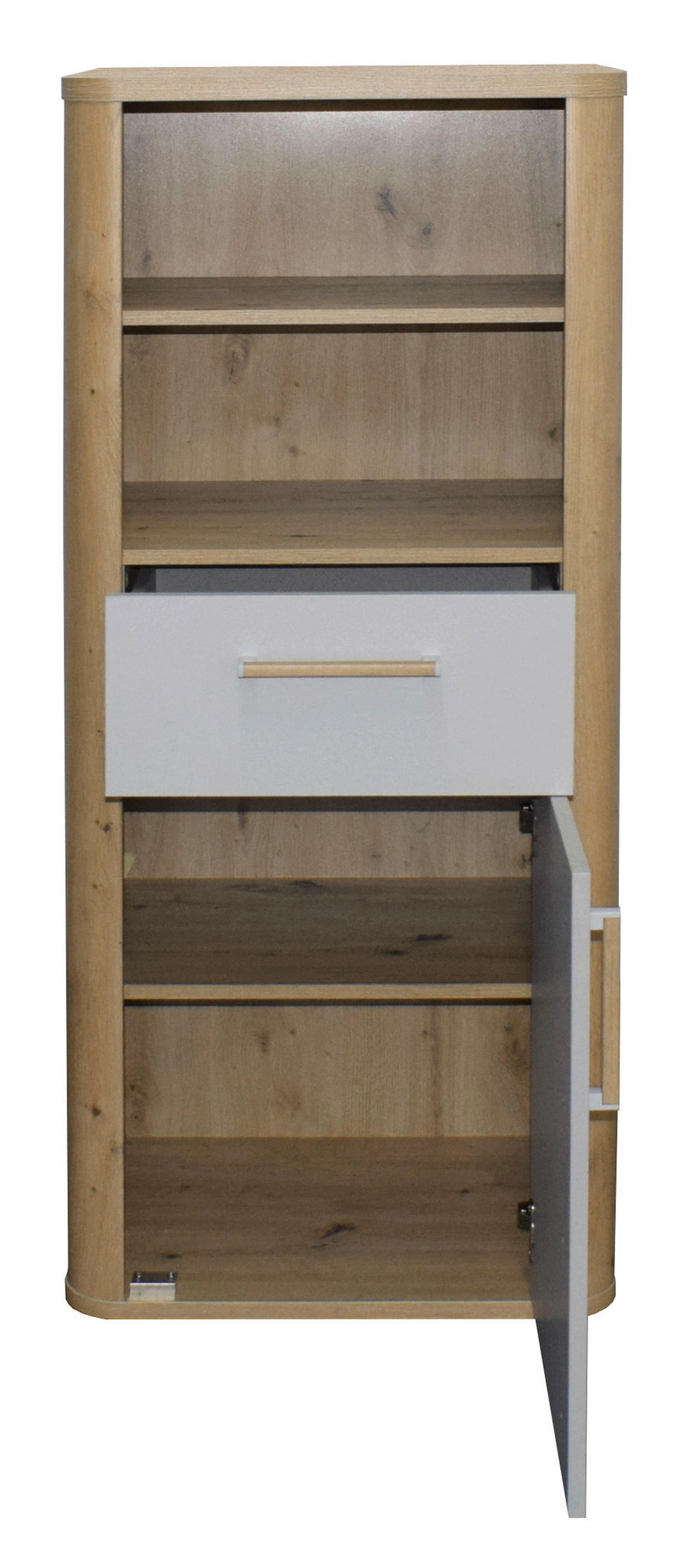 BEISTELLREGAL Lilly Grau, Eiche Artisan  - Schwarz/Eiche Artisan, Basics, Holzwerkstoff/Kunststoff (55/128/41cm)