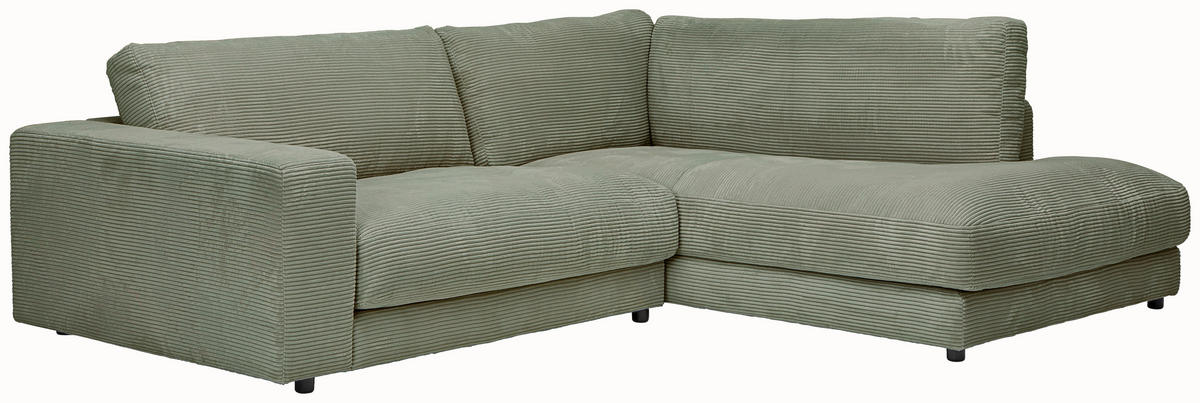 ECKSOFA in Cord Dunkelgrün  - Dunkelgrün/Schwarz, Design, Kunststoff/Textil (265/224cm) - Hom`in
