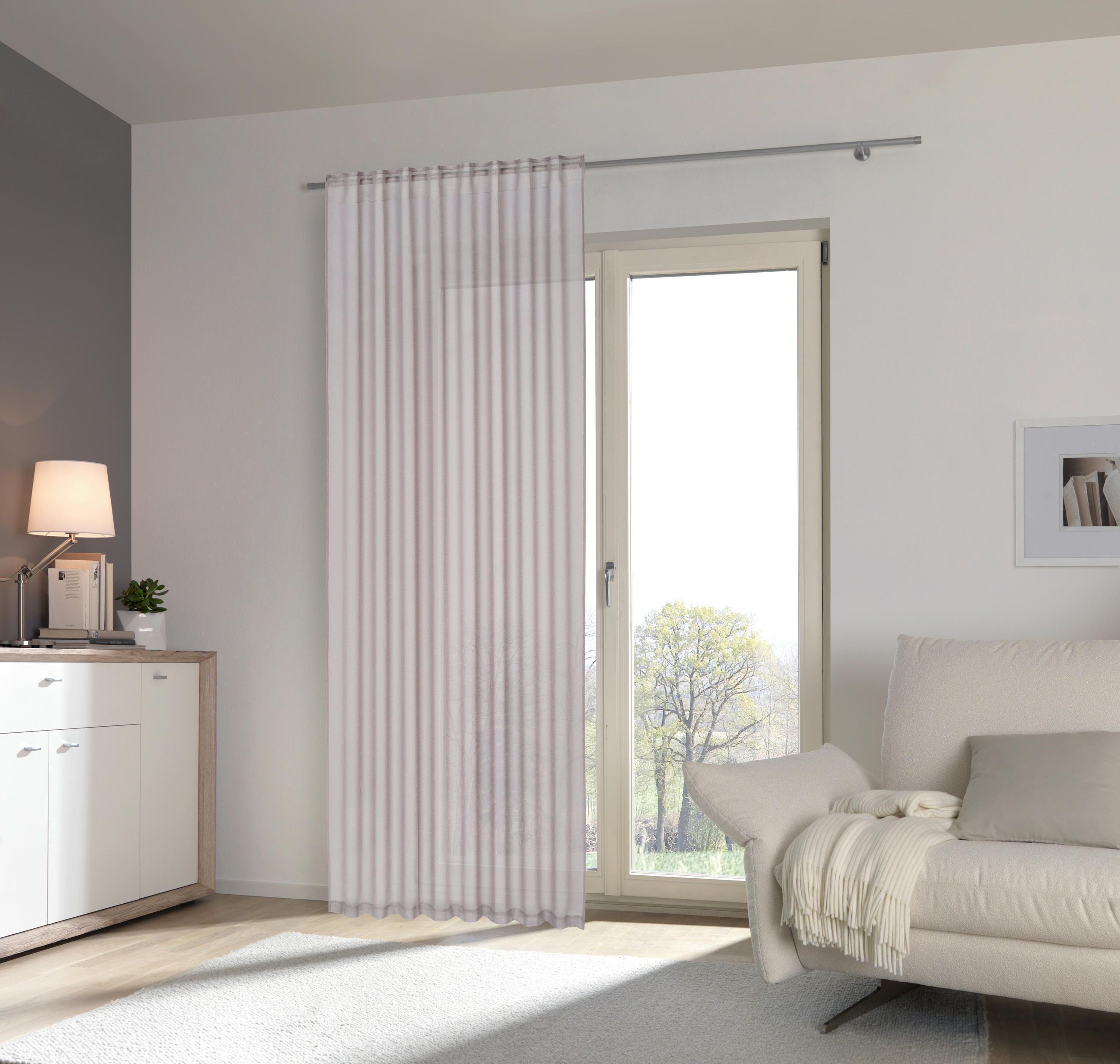 FERTIGVORHANG halbtransparent  - Taupe, Basics, Textil (135/255cm) - Esposa