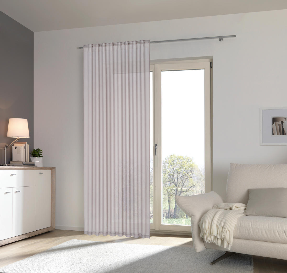 FERTIGVORHANG halbtransparent  - Taupe, Basics, Textil (135/255cm) - Esposa