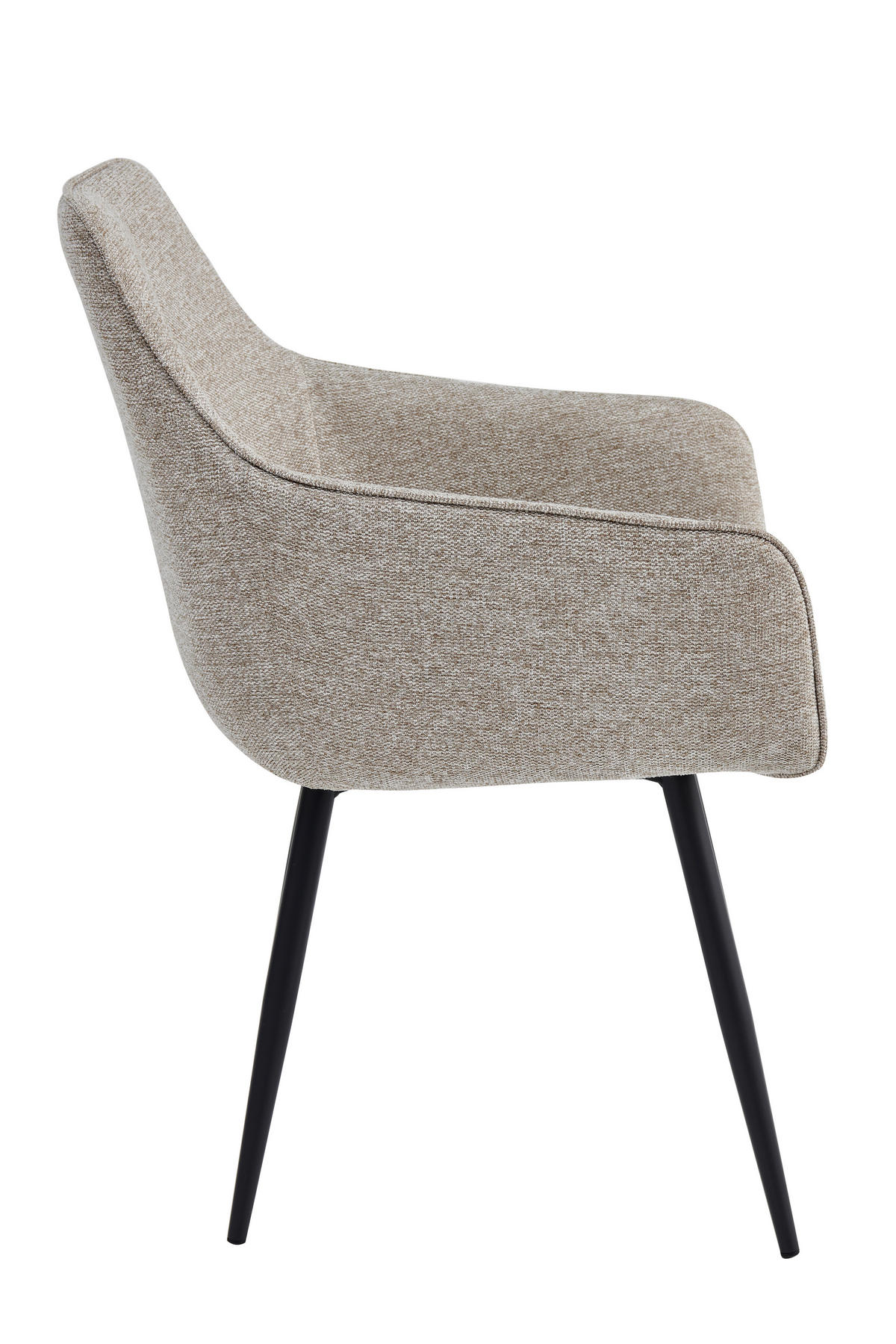 ARMLEHNSTUHL-SET 2 Stück  in Stahl Mikrofaser  - Beige/Schwarz, MODERN, Textil/Metall (53/85/62cm) - MID.YOU