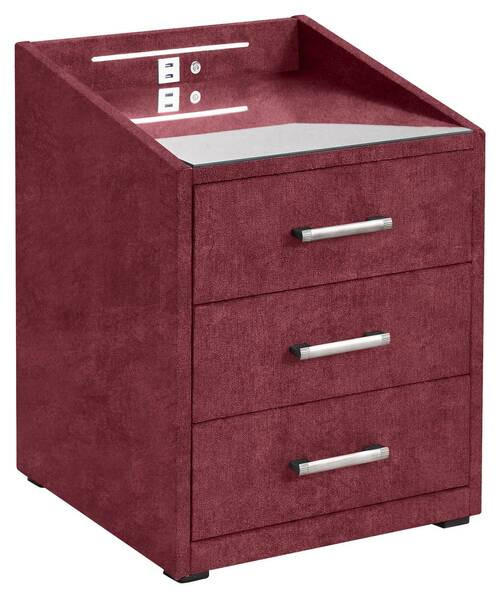 NACHTTISCH 47/61/46 cm  in Bordeaux  - Bordeaux/Silberfarben, Modern, Holzwerkstoff/Kunststoff (47/61/46cm) - MID.YOU