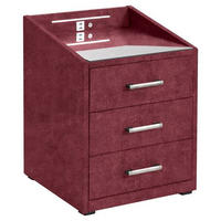 NACHTTISCH 47/61/46 cm  in Bordeaux  - Bordeaux/Silberfarben, Modern, Holzwerkstoff/Kunststoff (47/61/46cm) - MID.YOU