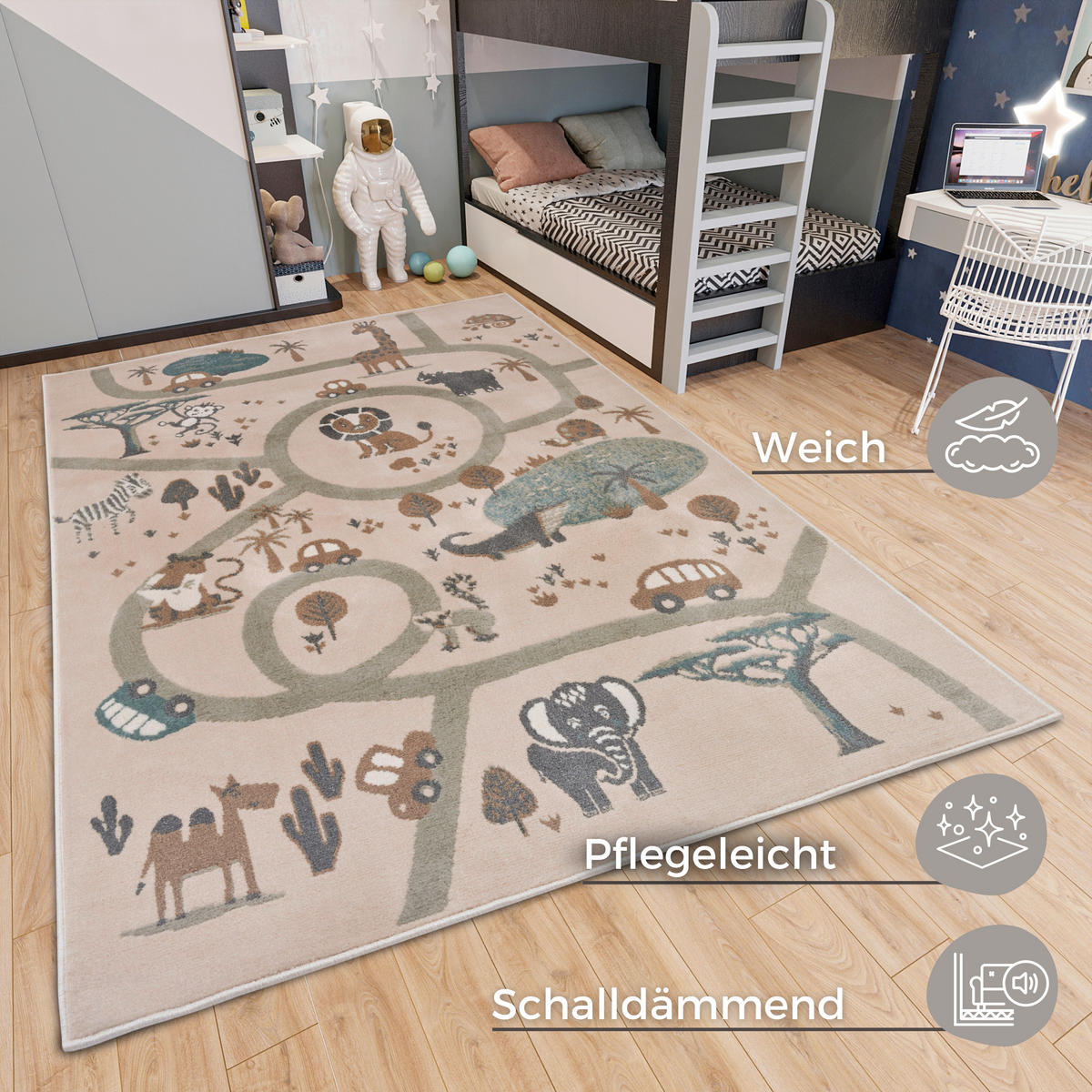 KINDERTEPPICH 160/235 cm Adventures  - Beige/Multicolor, Design, Kunststoff/Textil (160/235cm)