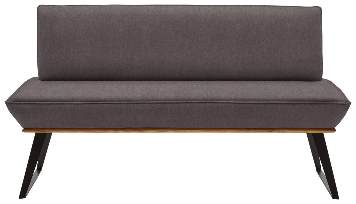 SITZBANK 140/87/64 cm Webstoff Schwarz, Eichefarben, Dunkelbraun Eiche massiv Metall  - Eichefarben/Dunkelbraun, Design, Holz/Textil (140/87/64cm) - Voleo