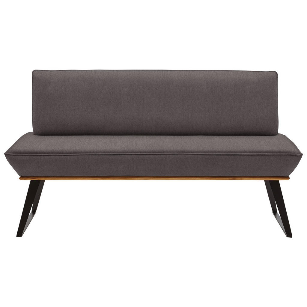 Thumbnail - Voleo Sitzbank, Schwarz, Eiche, Dunkelbraun, Holz, Metall, Textil, Eiche, massiv, Uni, 3-Sitzer, 180x87x64 cm, Stoffausw...