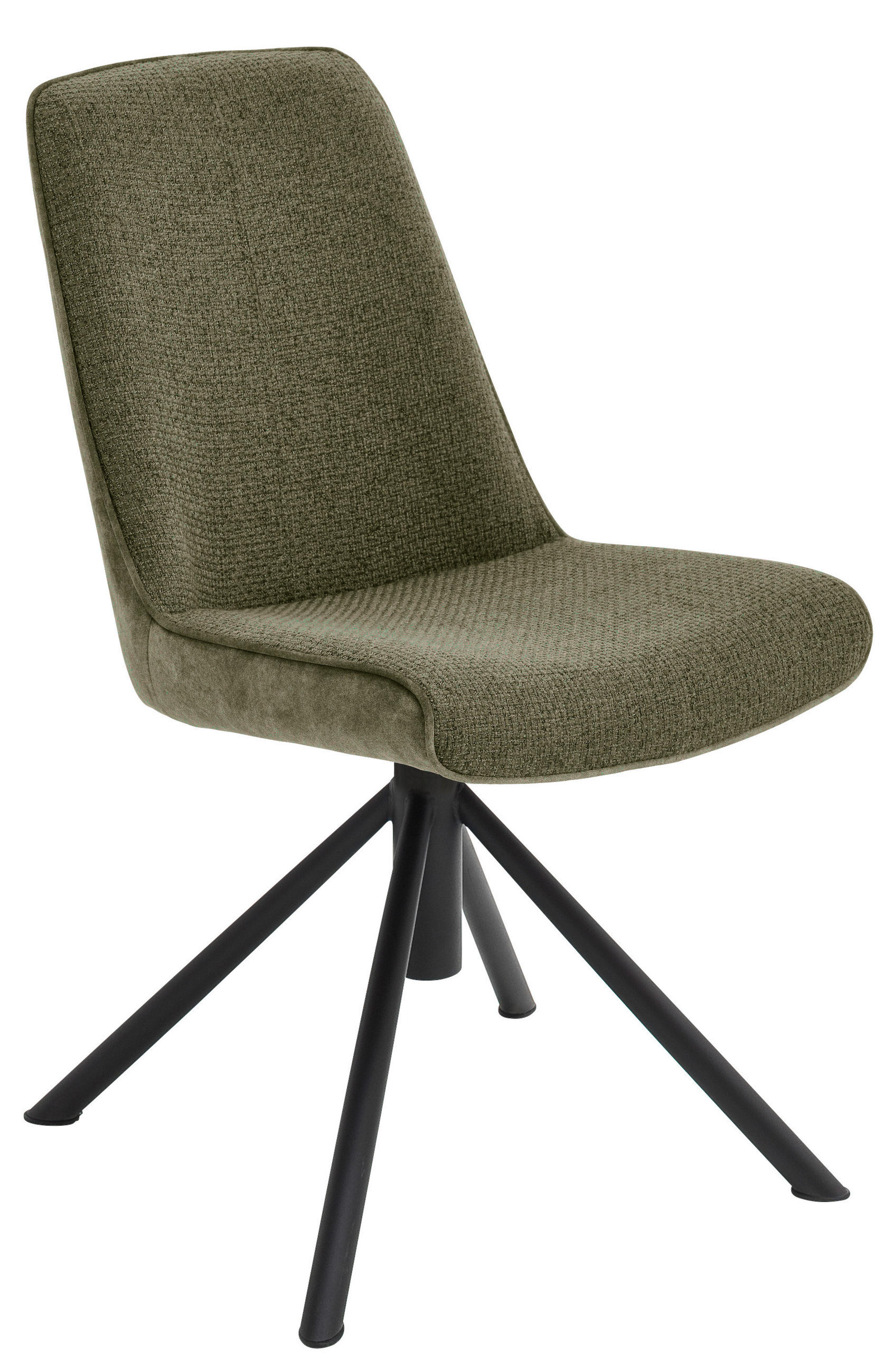 STUHL drehbar Flachgewebe Schwarz, Olivgrün  - Schwarz/Olivgrün, Design, Textil/Metall (49/88/64cm) - Novel