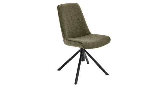 STUHL  in Eisen Flachgewebe Metall, Textil  - Schwarz/Olivgrün, Design, Textil/Metall (49/88/64cm) - Novel