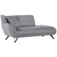 CHAISELONGUE in Samt Hellgrau  - Hellgrau/Schwarz, Design, Textil/Metall (190/90/95cm) - Carryhome