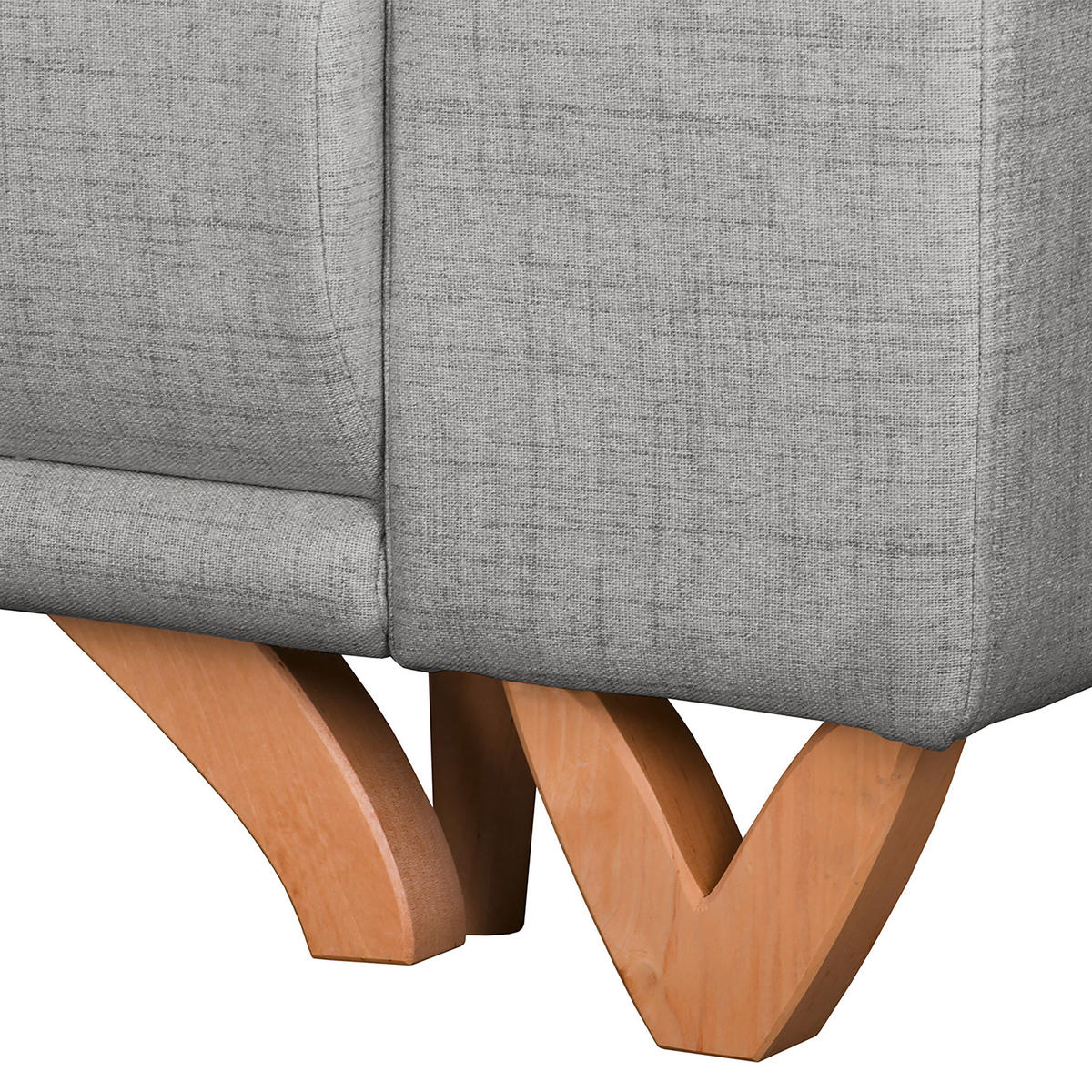 ECKSOFA Bella Grau Textilgeflecht  - Wengefarben/Grau, Design, Holz/Textil (257/174cm) - Livetastic