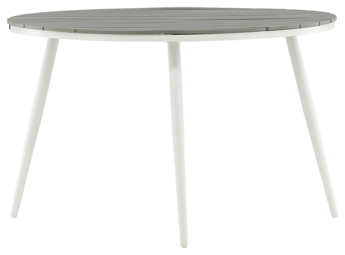 GARTENTISCH Metall, Kunststoff Grau, Weiß rund  - Weiß/Grau, KONVENTIONELL, Kunststoff/Metall (120/120/74cm) - Gardenson