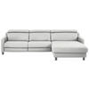 ECKSOFA in Echtleder Hellgrau  - Hellgrau/Schwarz, Design, Leder/Metall (291/176cm) - Valdera