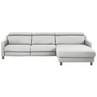 ECKSOFA in Echtleder Hellgrau  - Hellgrau/Schwarz, Design, Leder/Metall (291/176cm) - Valdera