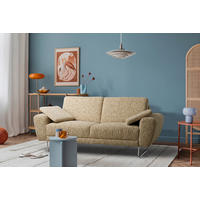 2-SITZER-SOFA SPRING in Webstoff Hellbraun Modern  - Chromfarben/Hellbraun, Design, Textil/Metall (157/85/92cm) - Livetastic