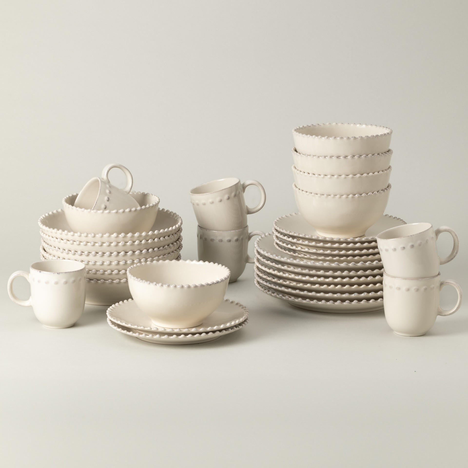 KOMBISERVICE Creme PEARL 30-teilig 6 Personen  - Creme, Basics, Keramik - Costa Nova