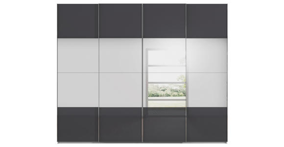 SCHWEBETÜRENSCHRANK  in Schwarz, Seidengrau  - Chromfarben/Seidengrau, Design, Glas/Holzwerkstoff (271/235/68cm) - Novel