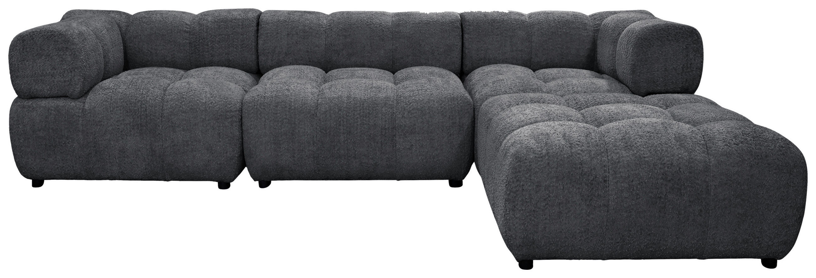 ECKSOFA ZAK Dunkelgrau Bouclé  - Dunkelgrau/Schwarz, Design, Kunststoff/Textil (280/186cm) - MID.YOU