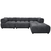 ECKSOFA ZAK Dunkelgrau Bouclé  - Dunkelgrau/Schwarz, Design, Kunststoff/Textil (280/186cm) - MID.YOU
