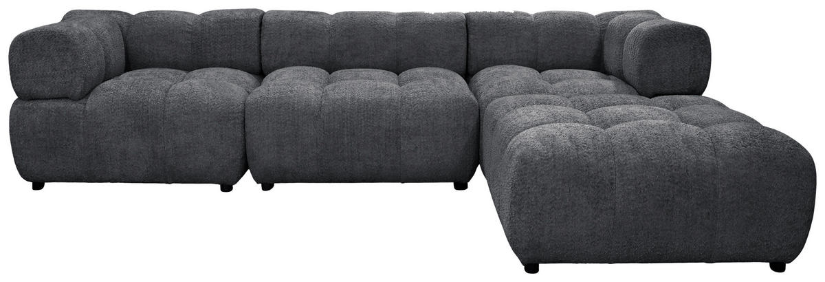 ECKSOFA ZAK Dunkelgrau Bouclé  - Dunkelgrau/Schwarz, Design, Kunststoff/Textil (280/186cm) - MID.YOU