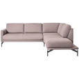 ECKSOFA in Flachgewebe, Struktur Rosa  - Anthrazit/Rosa, Design, Textil/Metall (254/230cm) - Ambiente