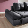 ECKSOFA Dunkelgrau Webstoff  - Chromfarben/Dunkelgrau, Design, Kunststoff/Textil (302/187cm) - Carryhome