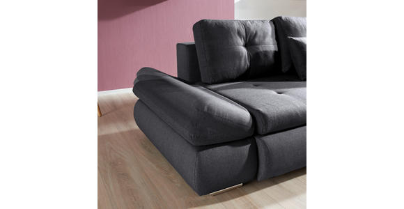 ECKSOFA in Webstoff Dunkelgrau  - Chromfarben/Dunkelgrau, Design, Kunststoff/Textil (302/187cm) - Carryhome