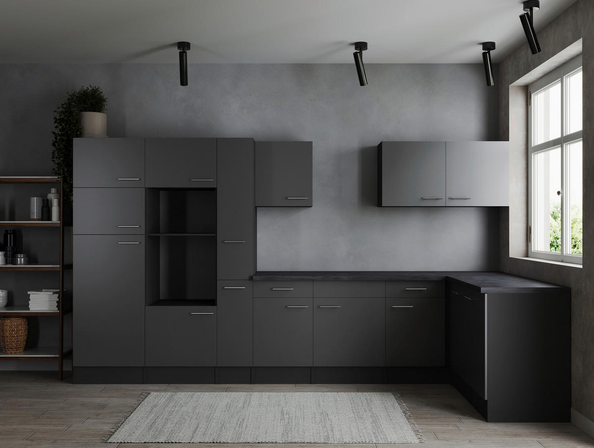 HÖRNKÖK 370/172 cm  i grå  - silver/grå, Design, metall/trämaterial (370/172cm) - Respekta