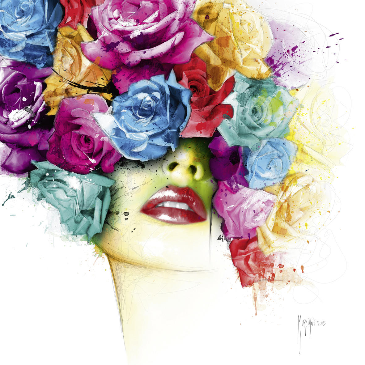 Женщина с цветами на голове