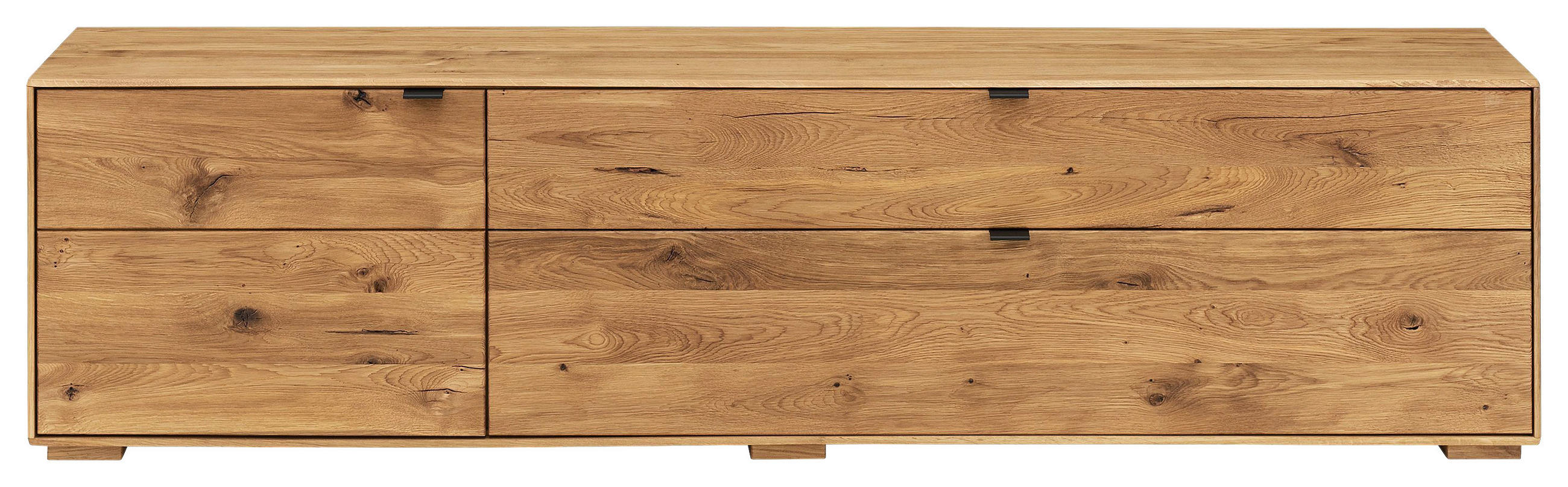 LOWBOARD  200/50/42 cm 2 Schublade(n)  - Wildeiche/Graphitfarben, Natur, Holz/Metall (200/50/42cm) - Linea Natura