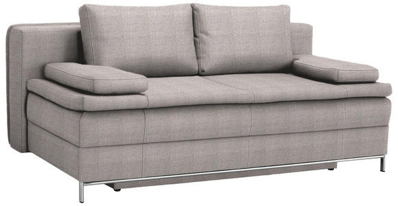 BOXSPRINGSOFA Webstoff Naturfarben - Chromfarben/Naturfarben, Design, Textil/Metall (200/93cm) - Novel