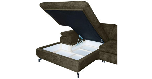 WOHNLANDSCHAFT  in Struktur Olivgrün  - Schwarz/Olivgrün, KONVENTIONELL, Textil/Metall (188/357/253cm) - Carryhome