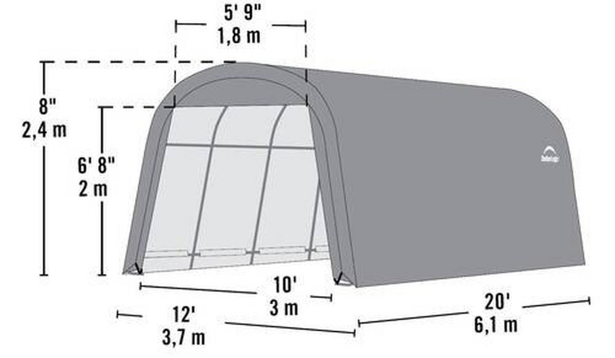 CARPORT 370/240/610 cm Stahl  - Grau, Basics, Kunststoff/Metall (370/240/610cm) - Ambia Garden