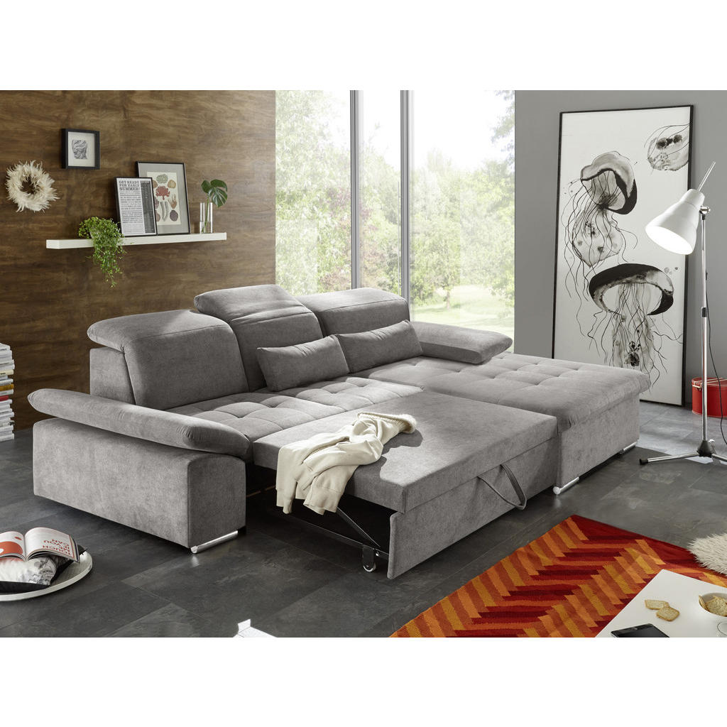 Thumbnail - Mid.you Ecksofa, Schlamm, Textil, Uni, Füllung: Polyester, Ottomane rechts, L-Form, 276x188 cm, seitenverkehrt erhältlic...