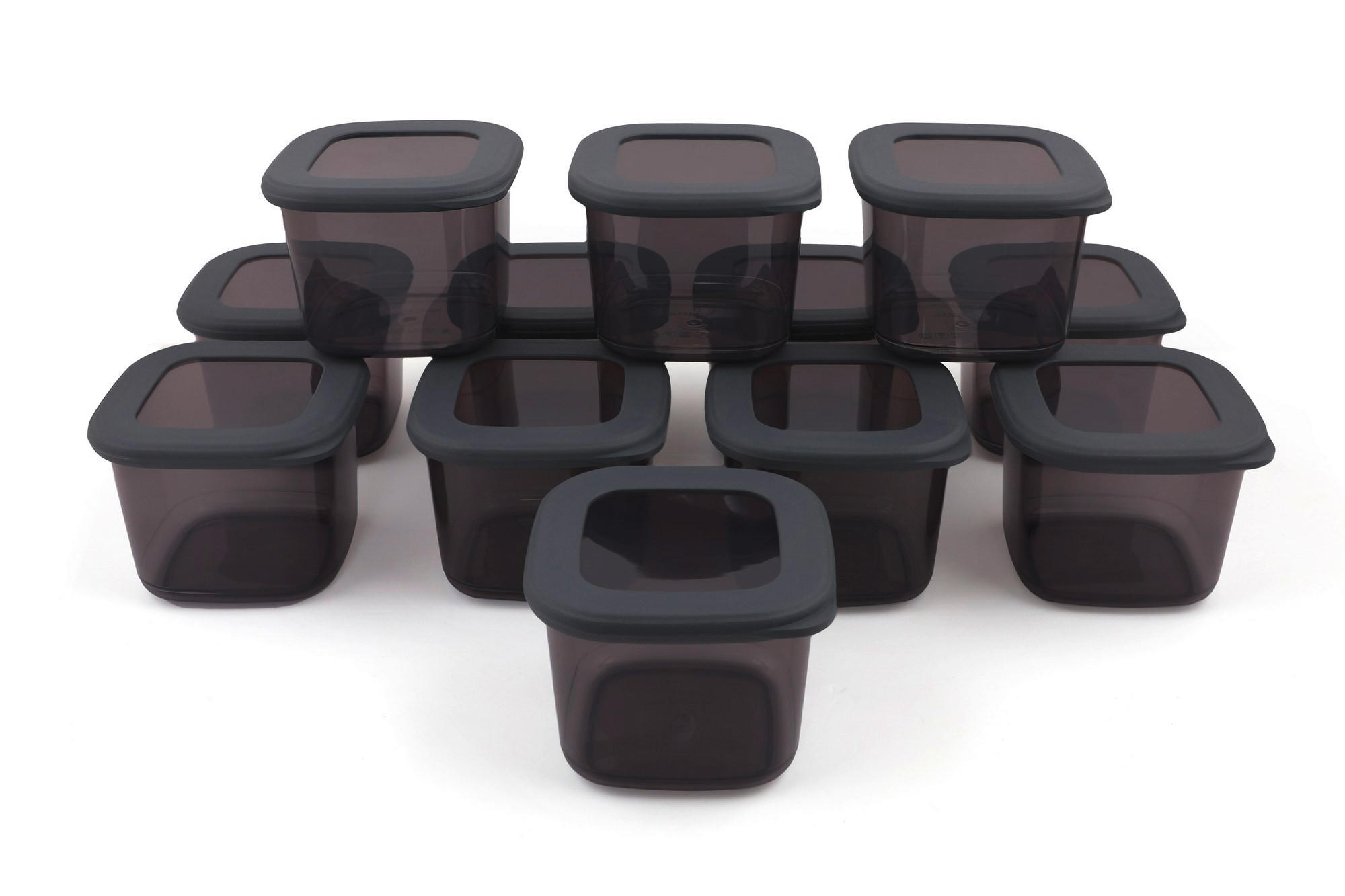 VORRATSDOSENSET 12-teilig  - Klar/Anthrazit, Basics, Kunststoff (10/10/9.5cm) - P & B