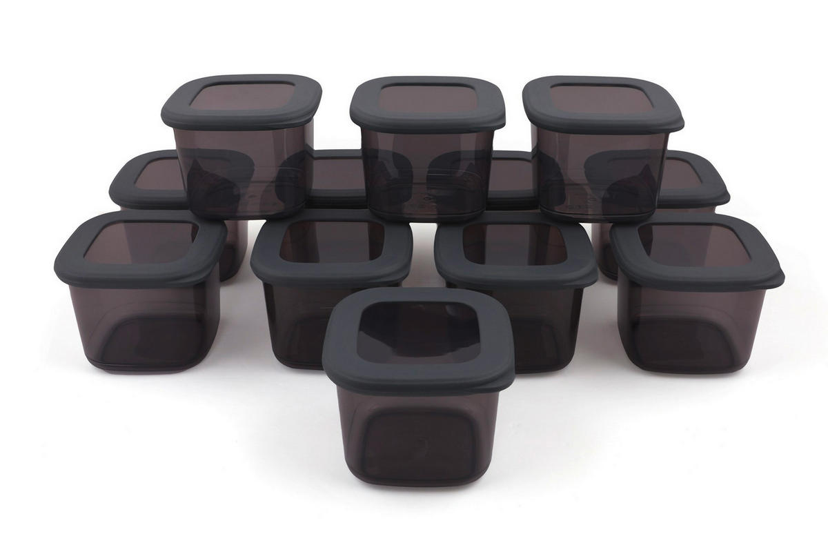VORRATSDOSENSET 12-teilig  - Klar/Anthrazit, Basics, Kunststoff (10/10/9.5cm) - P & B