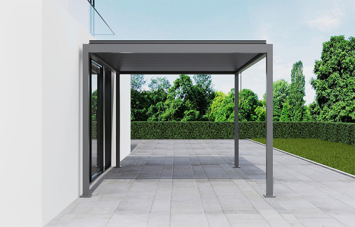 PERGOLA 371/265/296 cm Aluminium  - Anthrazit, Basics, Metall (371/265/296cm) - Gardenson
