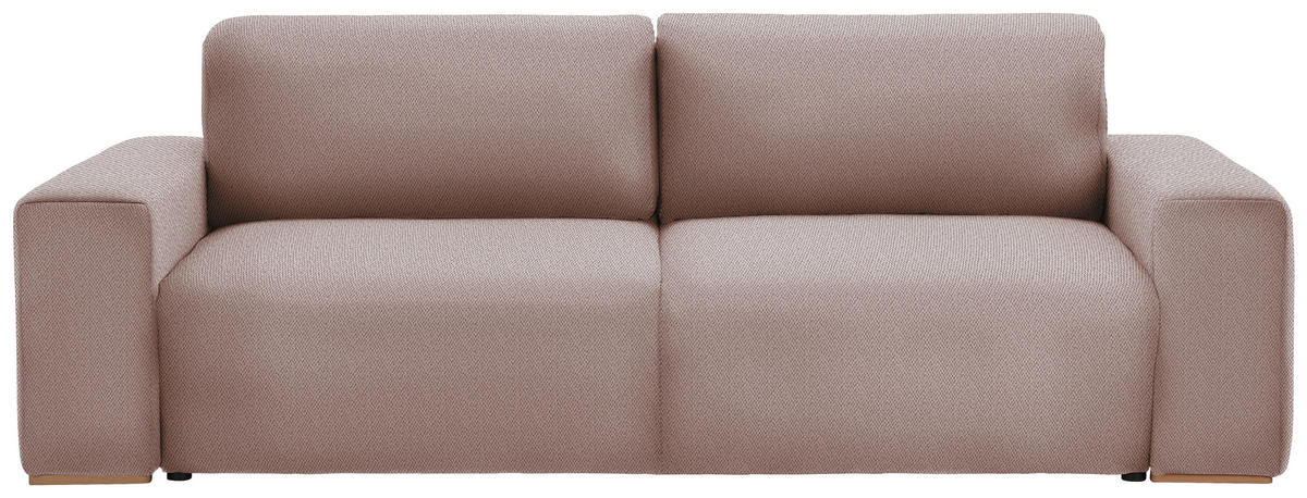 SCHLAFSOFA in Flachgewebe Altrosa  - Buchefarben/Schwarz, Konventionell, Holz/Kunststoff (255/86/123cm) - Livetastic