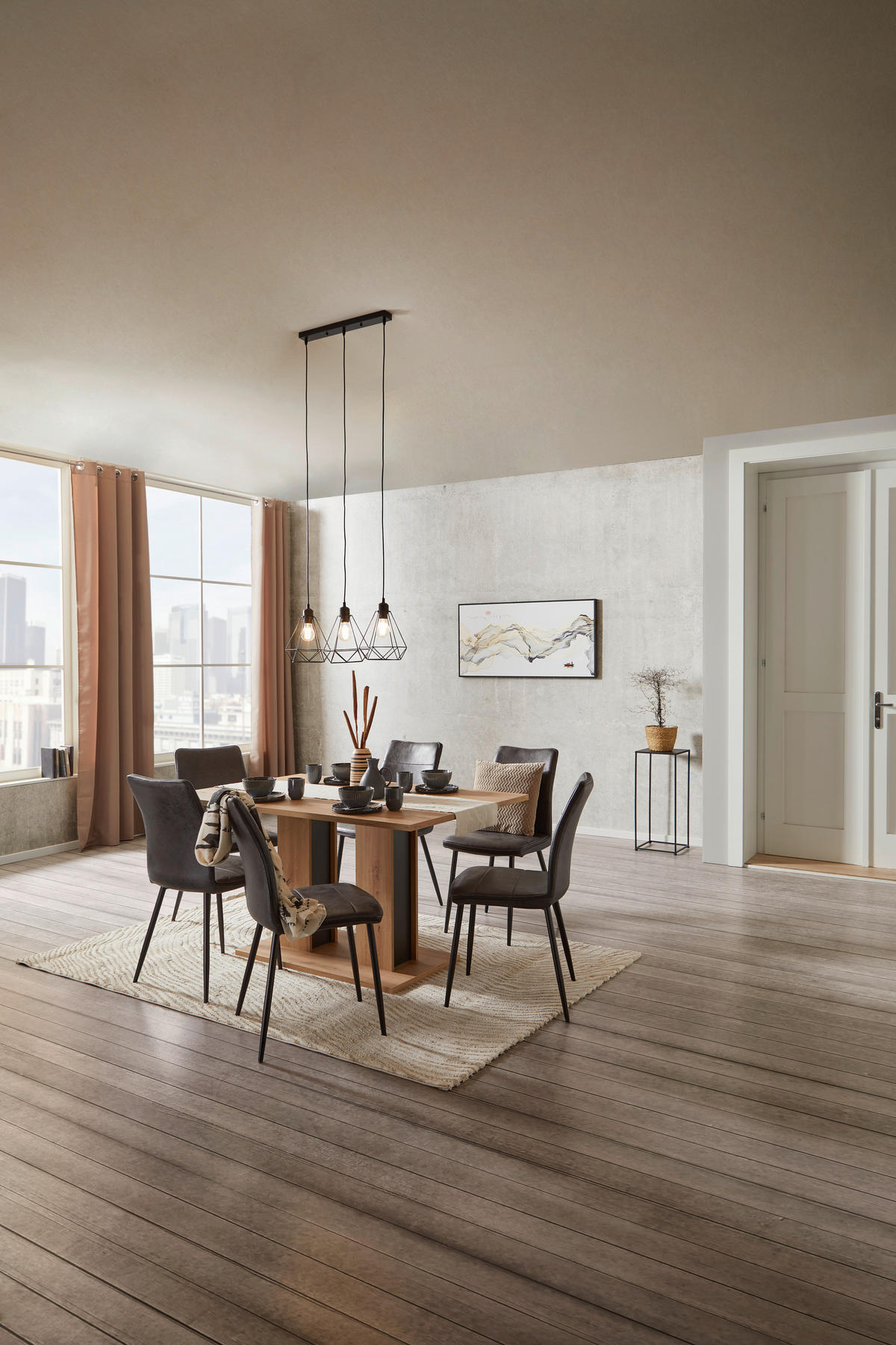 ESSTISCH rechteckig Eiche Artisan  - Schwarz/Eiche Artisan, KONVENTIONELL, Holzwerkstoff (138/74/90cm) - home24