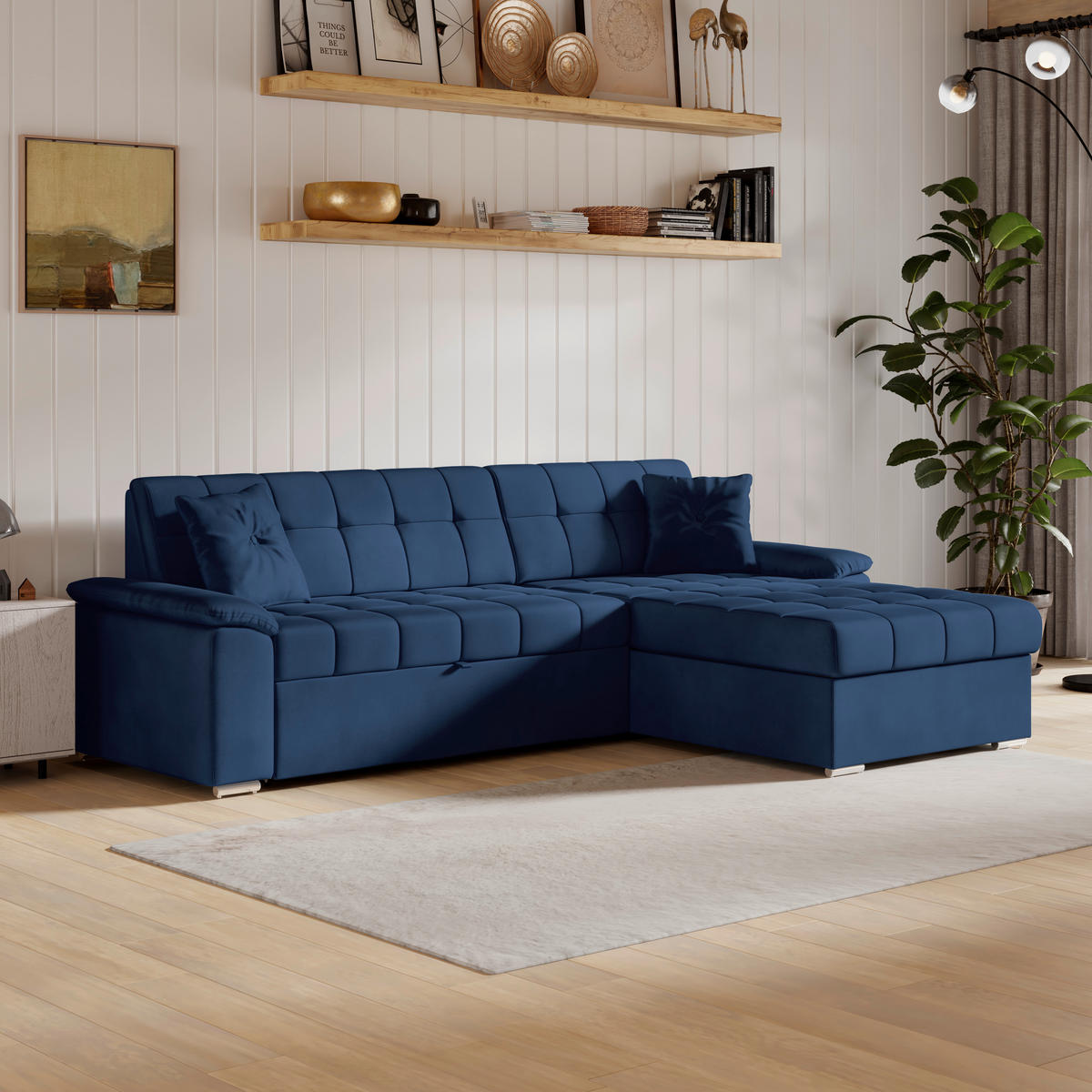 ECKSOFA Blau Zierkissen  - Blau, Trend, Textil (257/167cm) - Livetastic