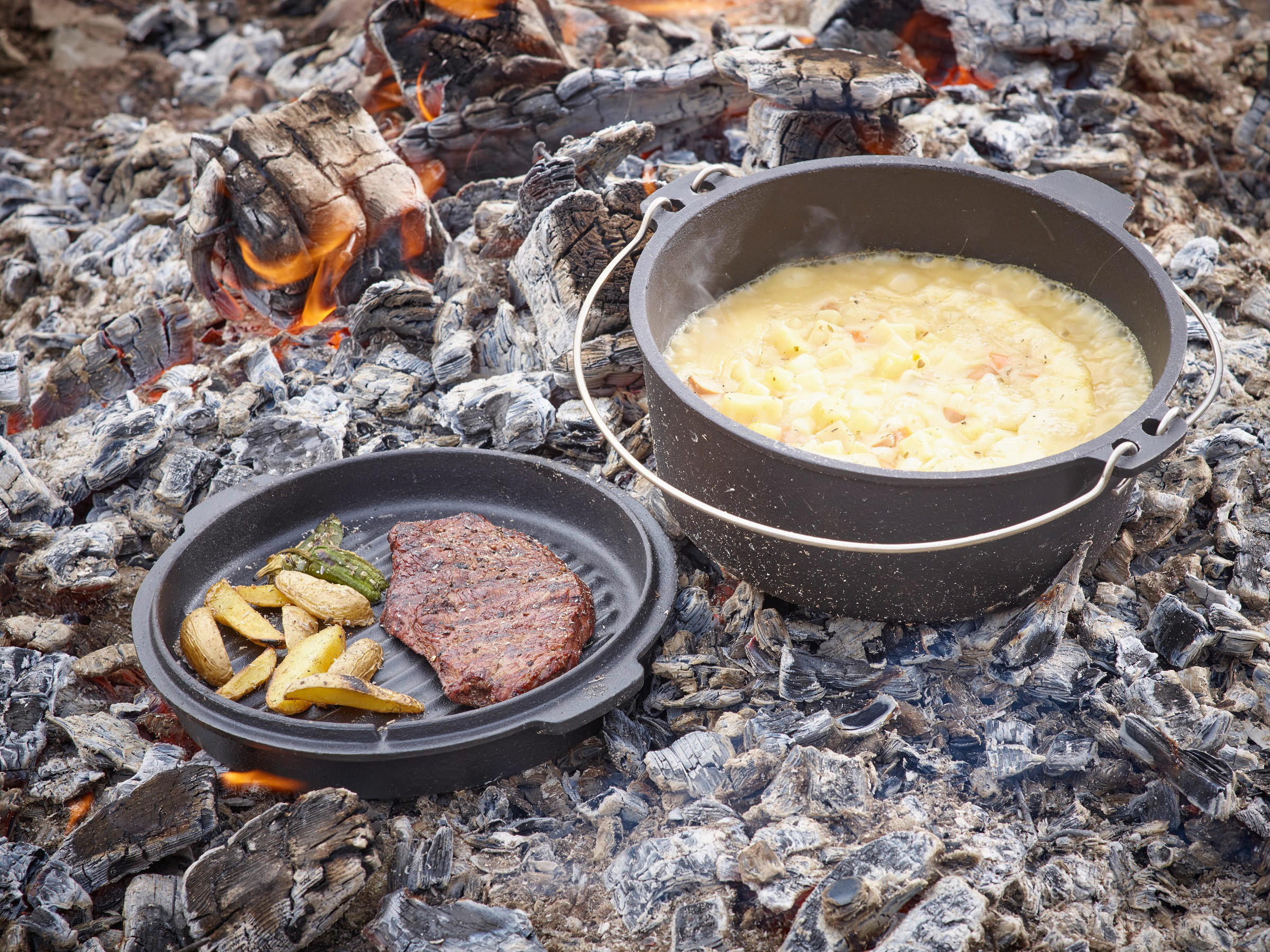 DUTCH-OVEN-SET  Schwarz  - Schwarz, Trend, Metall (25,4/19cm) - Echtwerk