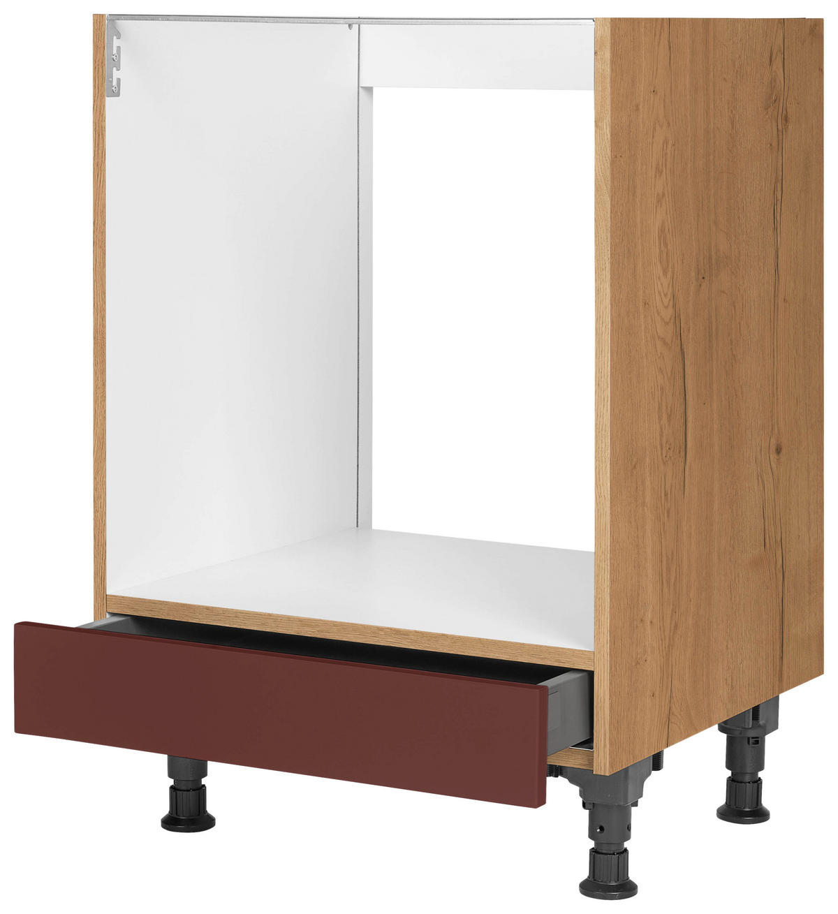 HERDUMBAUSCHRANK 60,0/87,0/56,0 cm  in Rot, Eichefarben  - Eichefarben/Rot, MODERN, Holzwerkstoff (60,0/87,0/56,0cm) - Nobilia