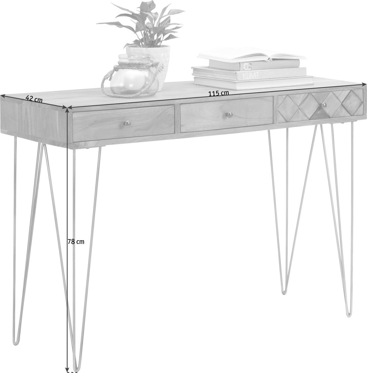 KONZOLOVÝ STOLÍK, akácia, farba akácie, 115/42/78 cm - farba akácie/bronzová, Trend, kov/drevo (115/42/78cm) - Ambia Home