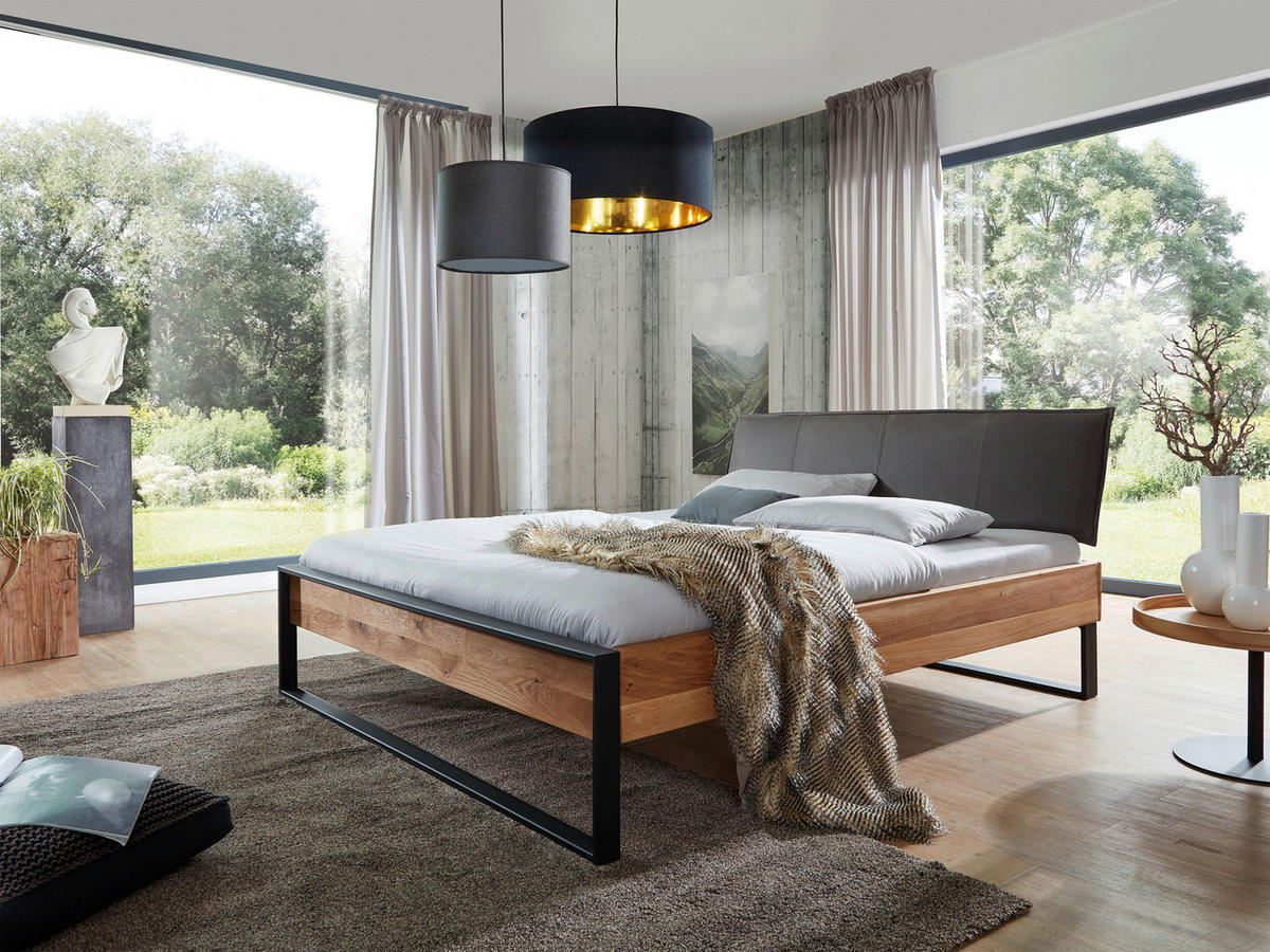 BALKENBETT 180/200 cm,  in Wildeiche,  - Wildeiche/Anthrazit, MODERN, Holz/Metall (180/200cm) - Livetastic