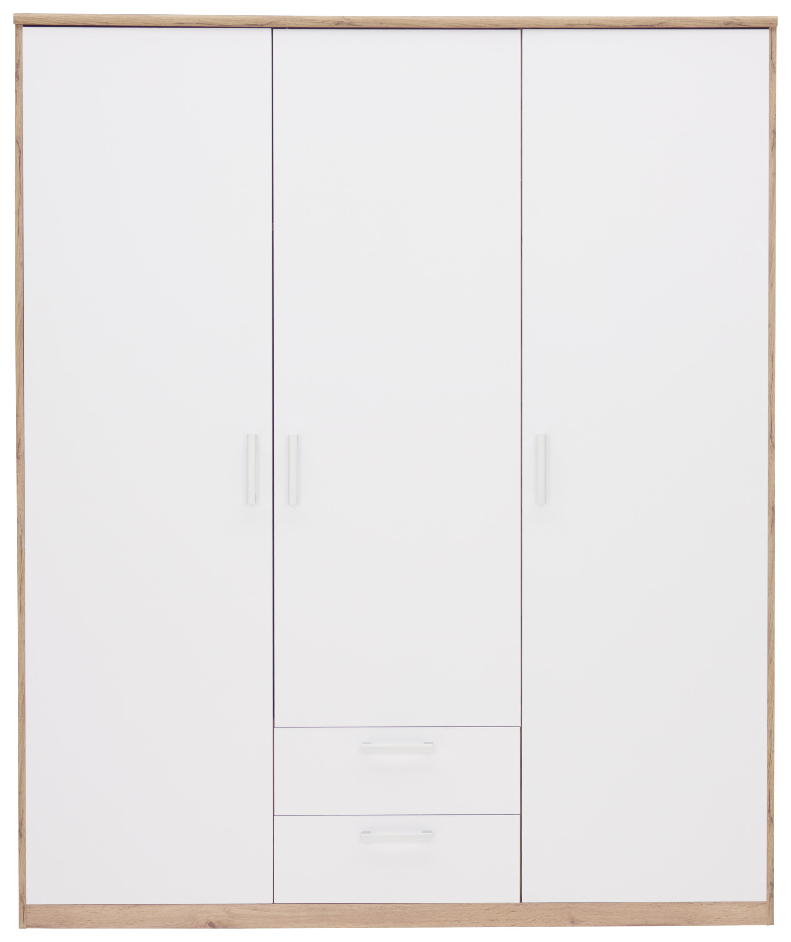 ŠATNÍ SKŘÍŇ, bílá, barvy dubu, 157/194/54 cm - bílá/barvy stříbra, Konvenční, kompozitní dřevo/plast (157/194/54cm) - Xora