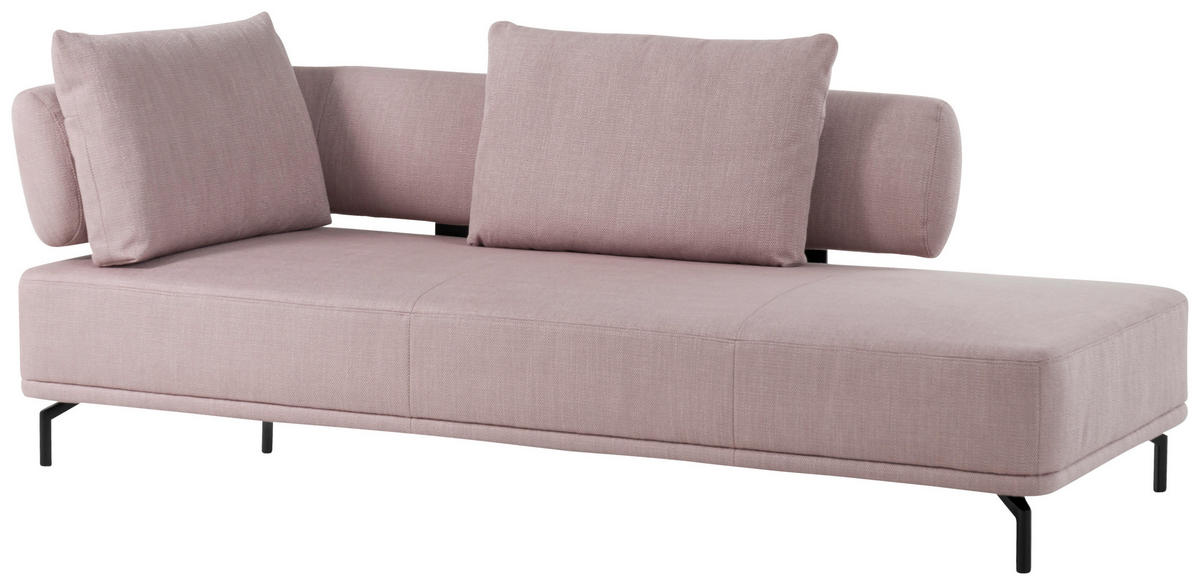 RÉCAMIERE in Flachgewebe Hellrosa  - Hellrosa/Schwarz, Design, Textil/Metall (225/80/98cm) - Dieter Knoll