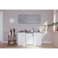 MINIKÜCHE Singleküchen 150 cm  in Grau, Weiß  - Alufarben/Weiß, KONVENTIONELL, Holzwerkstoff/Kunststoff (150cm) - Respekta