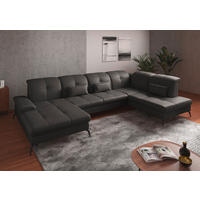 WOHNLANDSCHAFT in Echtleder Anthrazit  - Anthrazit/Schwarz, Konventionell, Leder/Metall (185/357/231cm) - Sit & More